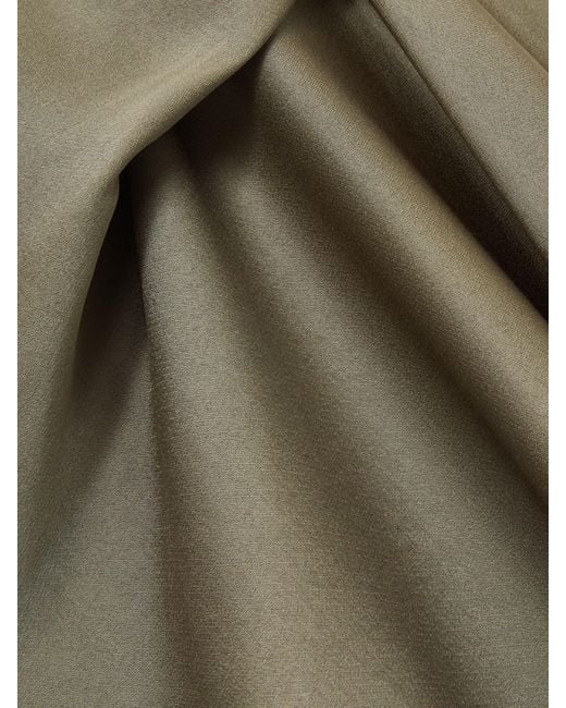 Reiss Green Satin Drape Tuck Midi Dress