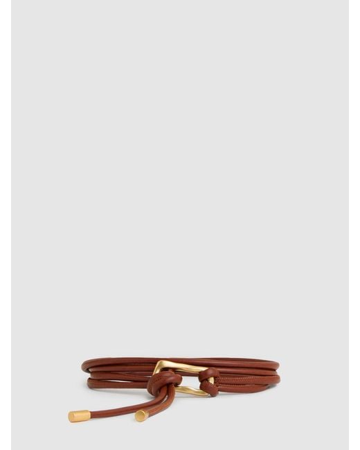 Reiss Brown Sculpted Buckle Tubular Tie Belt, S & M