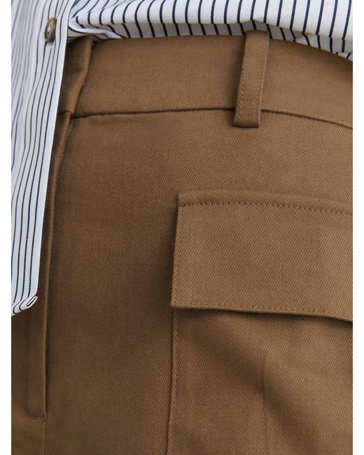 Reiss White Britt - Taupe Neutral Cotton Twill Flap-pocket Shorts With Stretch, Us 4