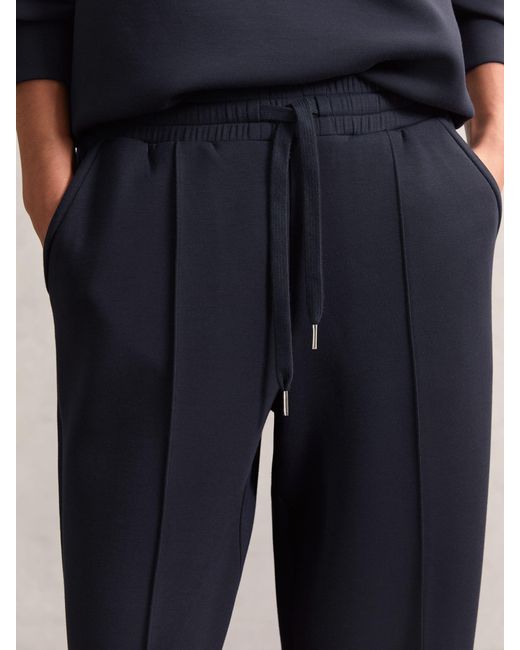 Reiss Blue Jemma Premium Interlock Wide-Leg Joggers