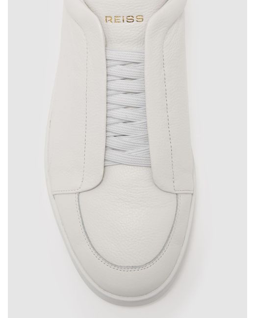 Reiss Natural Henry Bonded-Leather Elasticated Trainers for men