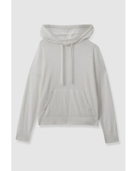 Reiss Gray Candy - Ivory Cotton Blend Sheer Hoodie, S