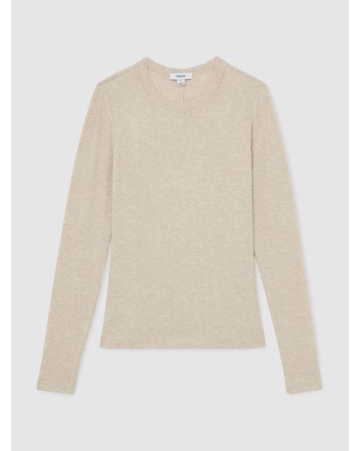 Reiss Natural Jersey Crew-Neck Long-Sleeve Top
