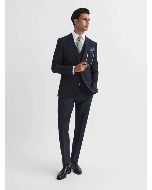 Reiss Blue Hope - Navy Modern Fit Travel Blazer, 38l for men