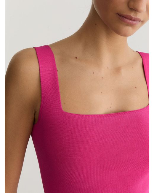 Reiss Fion - Hot Pink Square-neck Compact-knit Vest, L (us 12-14)