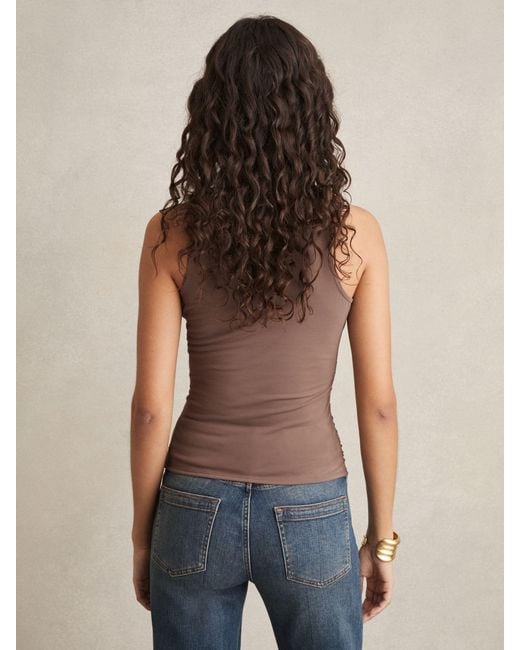 Reiss Blue Ruched-Side Jersey Top