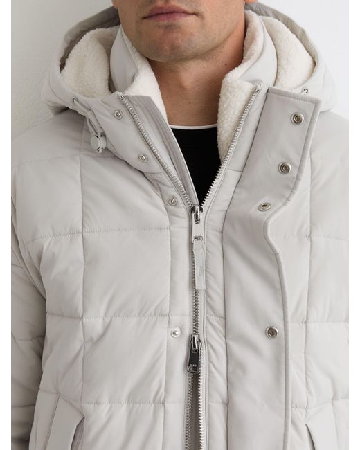 Reiss Natural Klause - Stone Fleece-lined Hooded Puffer Jacket, L for men