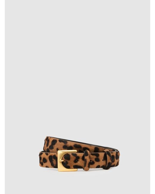 Reiss Multicolor Belinda Pony-Hair Leopard Square-Buckle Belt