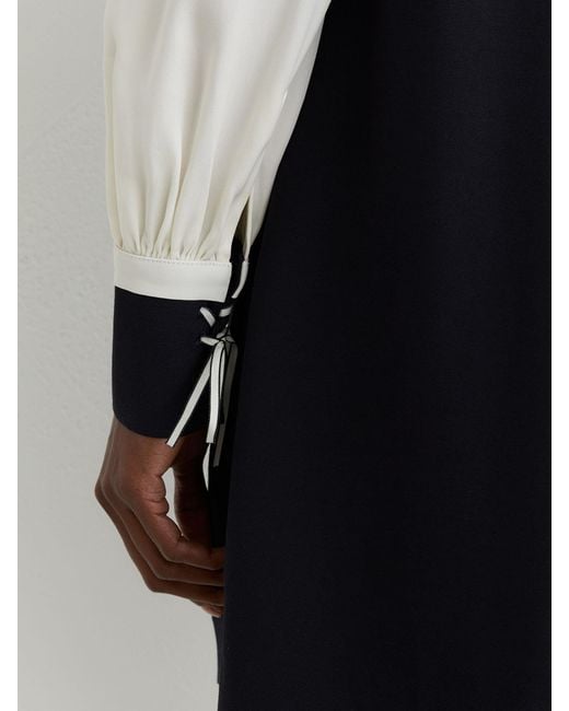 Reiss Blue Tie-Neck Contrast Shift Dress