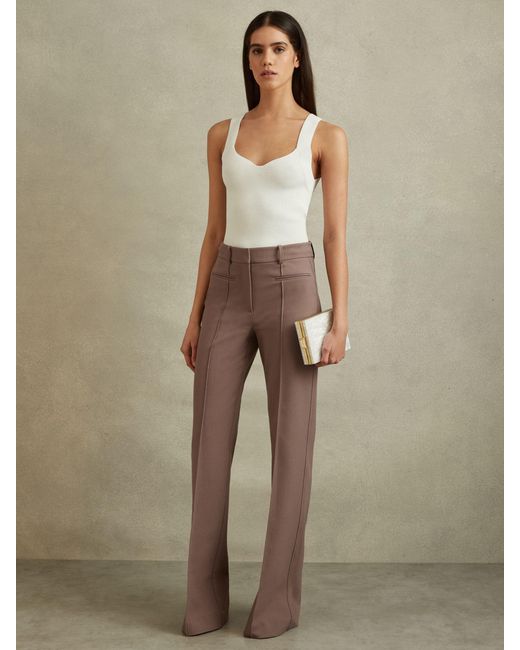 Reiss Natural Petite High Rise Flared Trousers