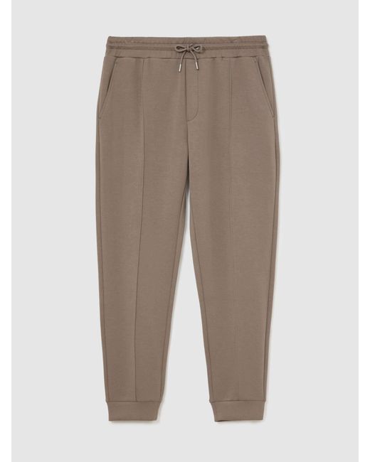 Reiss White Premium Interlock Cuffed Joggers for men