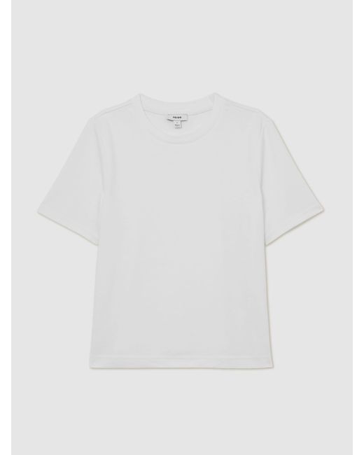 Reiss Blue Stretch-Cotton Ribbed-Neck T-Shirt