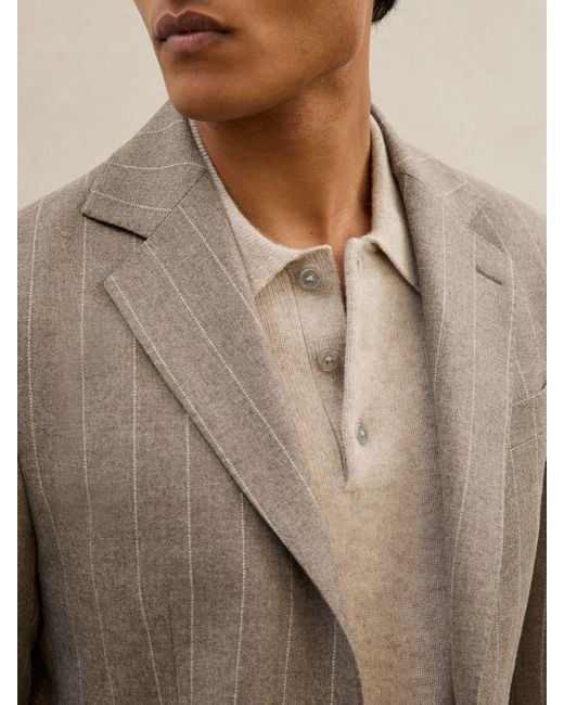 Reiss Natural Montepuliciano - Atelier Mocha Brown Atelier Wool Single-breasted Blazer Pinstripe Classic-fit, 44 for men