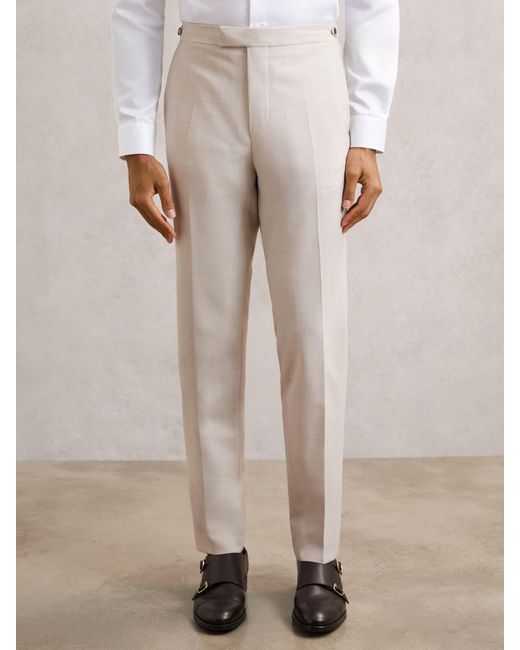 Reiss Natural Slim-Fit Textured Suit Trousers With Wool for men