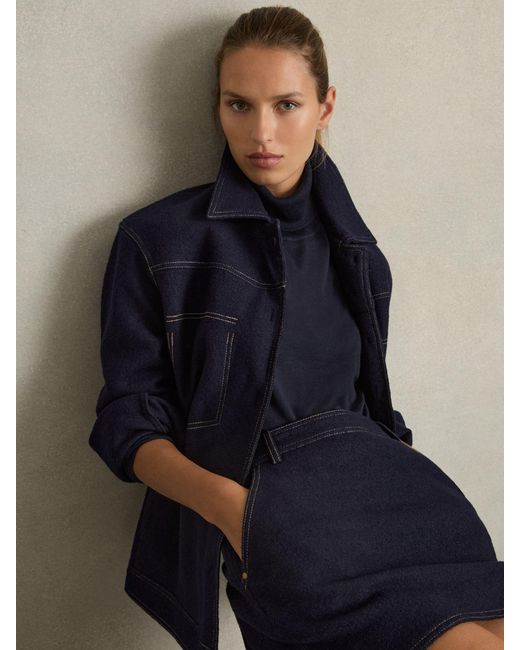 Reiss Blue Elise Shirt Wool Plain