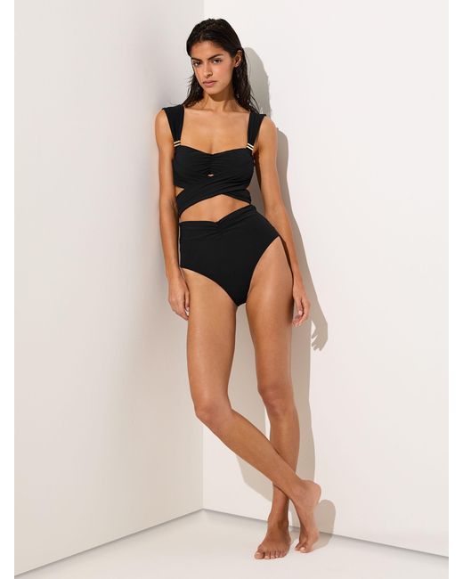 Reiss Maisie - Black Twist-front Ruched Bikini Top, Us 12