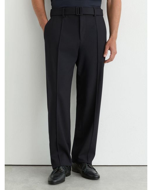 Reiss Black Relaxed-Fit Belted Pintuck Trousers for men