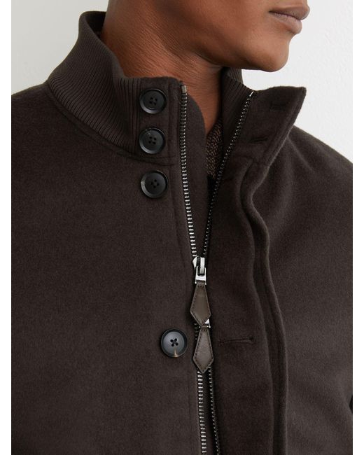 Reiss Black Hadley - Chocolate Brown Wool-blend Funnel-neck Bomber Jacket, Xs for men