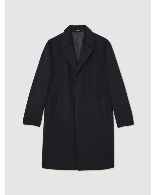 Reiss Blue Squire - Navy Wool-blend Single-breasted Overcoat, M for men