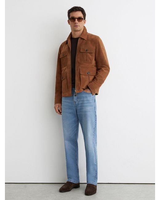 Reiss Multicolor Suede Four-Pocket Zip-Through Jacket for men