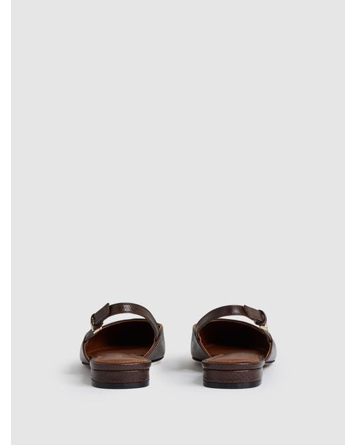 Reiss Brown Leather Slingback Ballet Flats