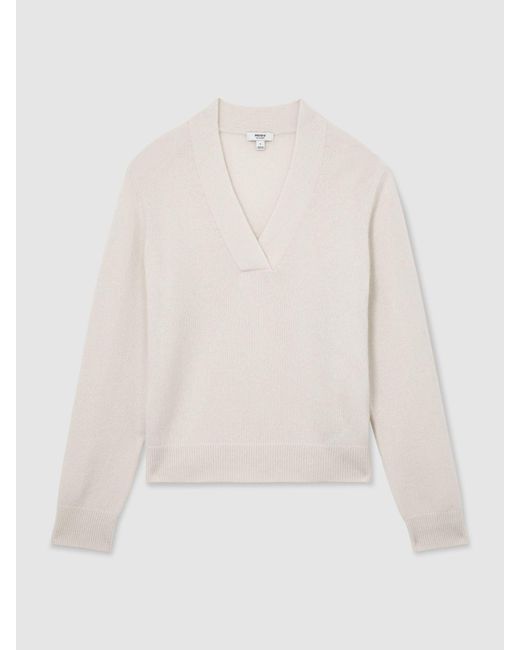 Reiss Blue Cashmere Shawl-Neck Jumper