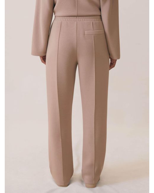 Reiss Natural Jemma - Taupe Neutral Premium Interlock Wide-leg Joggers, L Long (us 12-14)