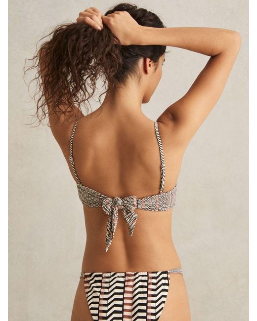 Reiss Black Chevron Stripe Underwired Bikini Top