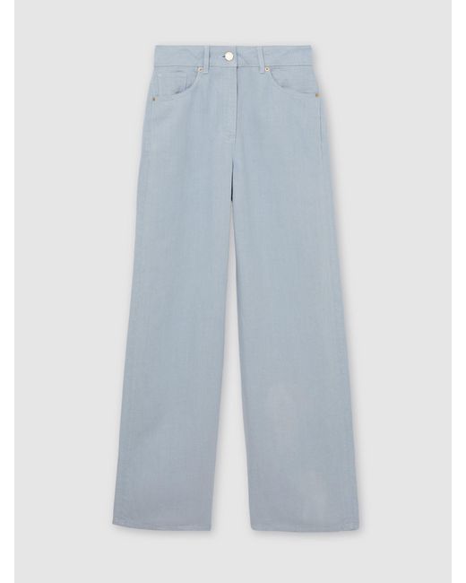 Reiss Blue Lyocell-Linen Wide-Leg Trousers