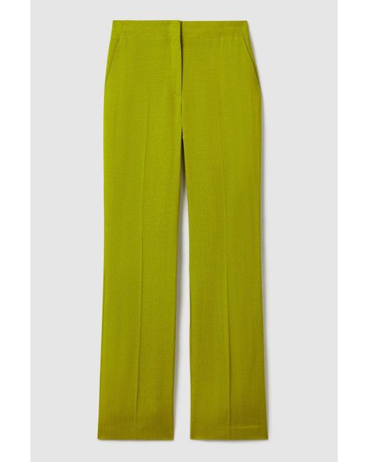 ATELIER Green Italian Textured Slim Flared Suit Trousers