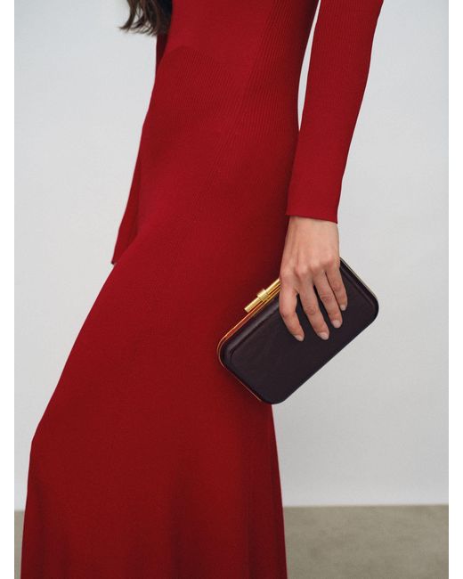 Reiss Red Cut-Out Knitted Maxi Dress