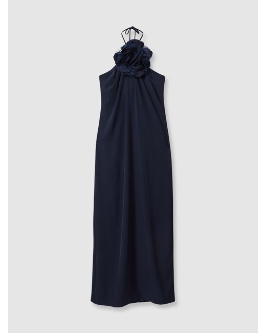 Halston Heritage Blue Embellished Maxi Dress