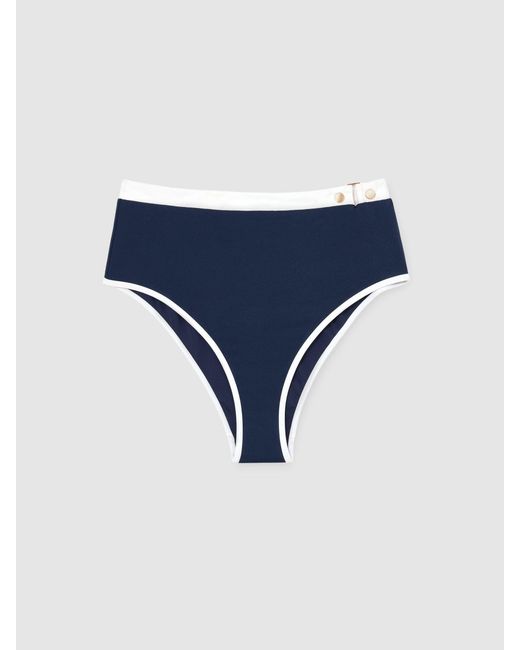 Reiss White Textured Colour-Block Bikini Bottoms