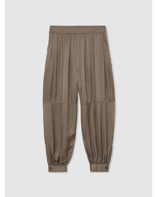 Reiss Brown Neave - Taupe Neutral Satin Balloon-leg Trousers, Us 14 L