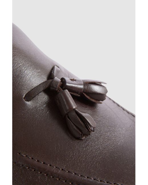 Reiss Clayton - Dark Brown Leather Tassel Loafers for men