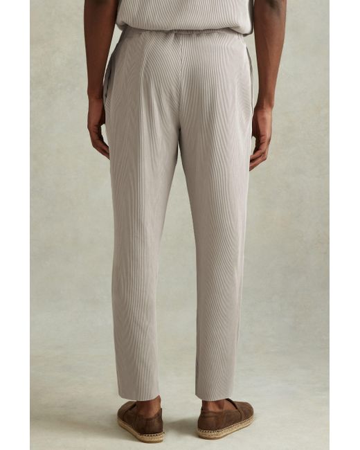 Reiss Natural Cyrus - Silver Ribbed Elasticated Waist Trousers, Xxl for men