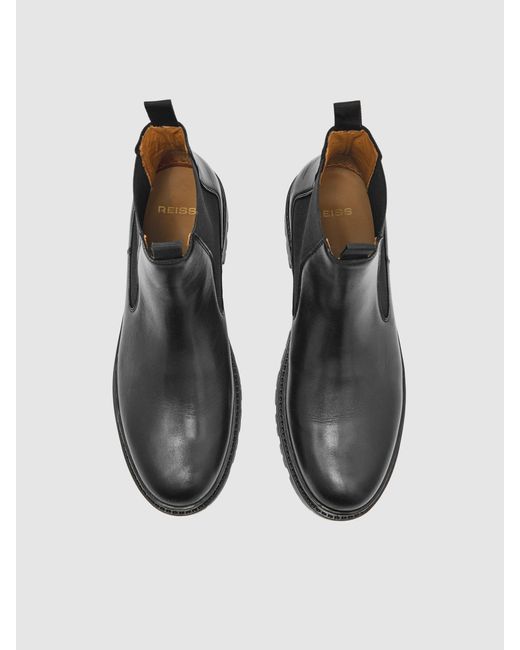 Reiss Black Leather Chelsea Boots for men