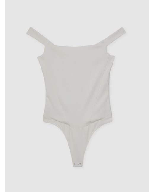 GOOD AMERICAN Blue Scuba Corset Bodysuit