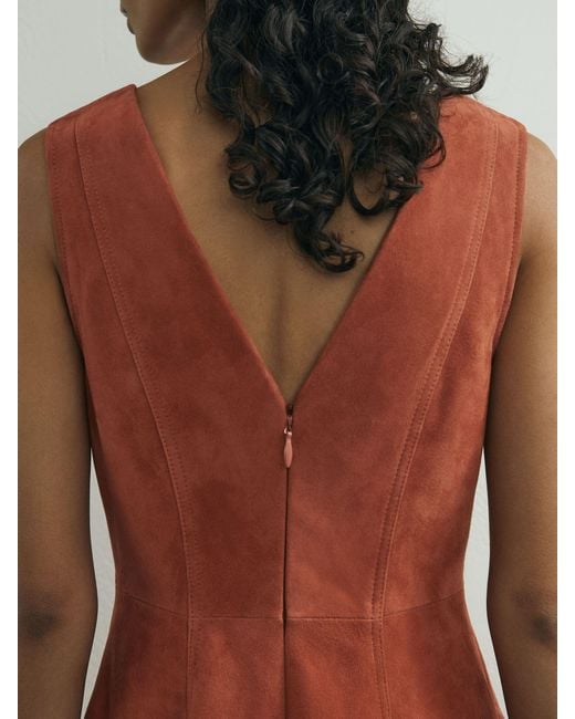 ATELIER Multicolor Suede Sleeveless Midi Dress