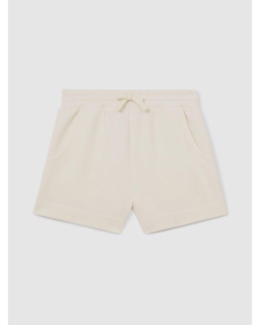 Reiss Natural Jodie - Buttermilk Cream Modal-blend Interlock Jersey Shorts, S