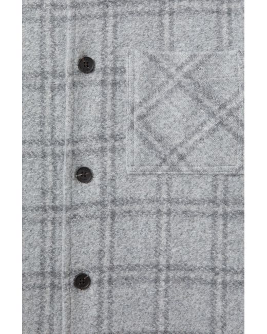 Reiss Gray Olivier - Soft Grey Brushed Check Overshirt, S for men