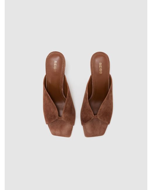 Reiss White Suede Block-Heel Sandals
