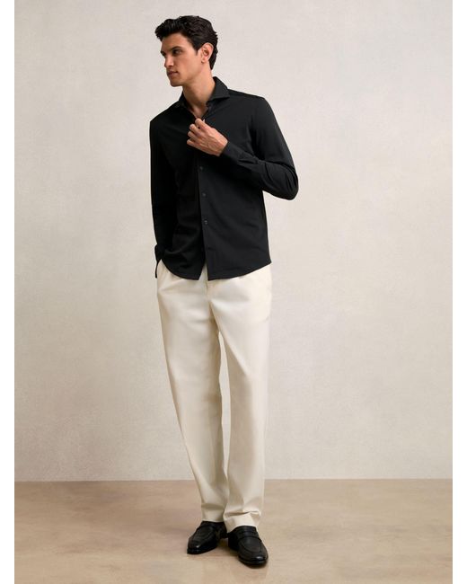 Reiss Charge - Black Stretch Jersey Cutaway-collar Shirt, Xl for men