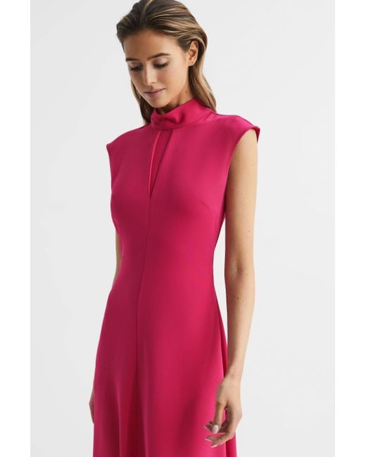 Reiss Livvy - Bright Pink Open Back Midi Dress, Us 4