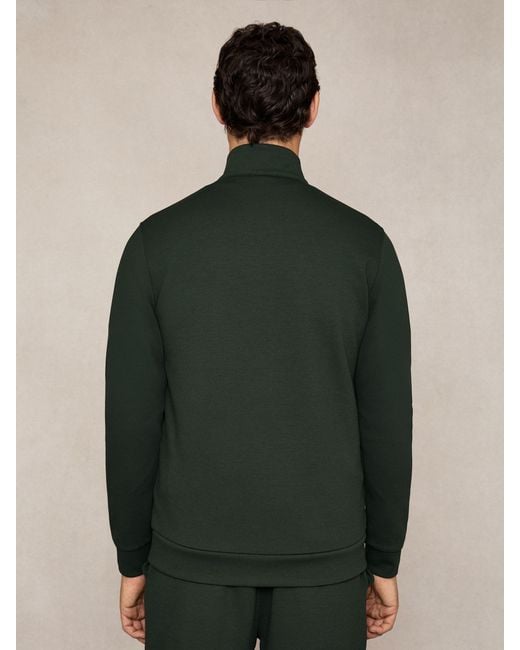 Reiss Newland - Dark Sage Green Premium Interlock Zip-through Overshirt, Xxl for men