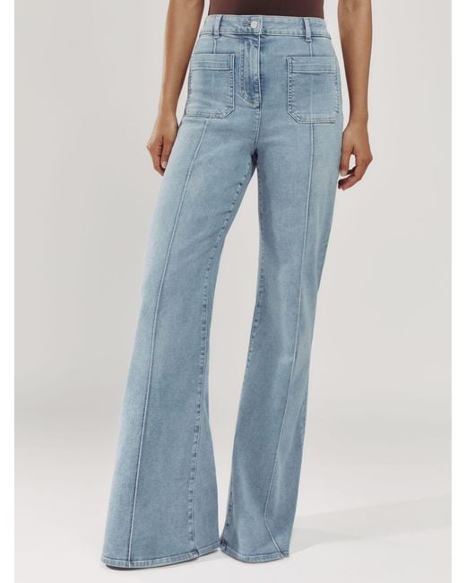 Reiss Blue Sakura Petite Patch-Pocket Flared Jeans