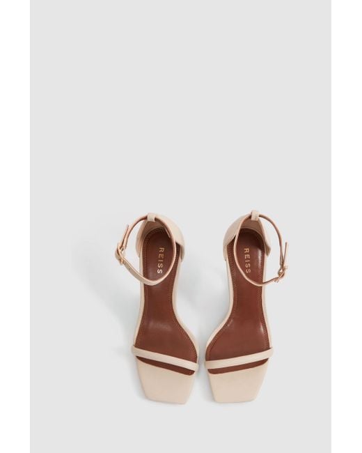 Reiss Cora - Off White Leather Strappy Wedge Heels
