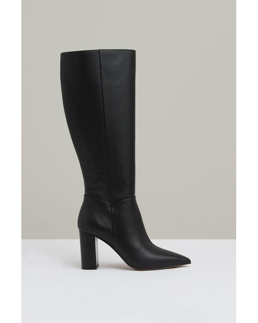 Reiss Black Leather Knee High Boots