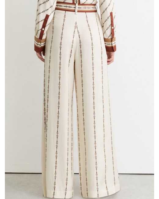 Reiss Natural Petite Chain-Print Wide-Leg Trousers