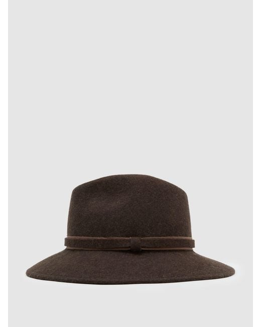 Reiss Black Wool-Felt Fedora Hat, S & M